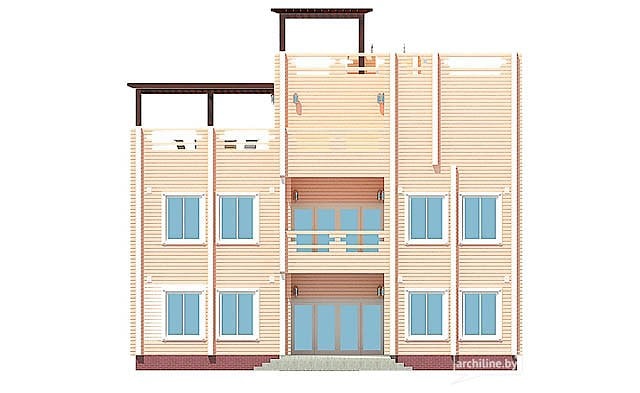 منزل خشبي من ثلاثة طوابق على البحر في الدوحة مع سقف مسطح